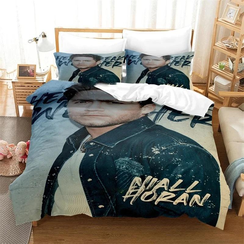 3D-Druck Niall Horan Bettwäsche-Set, Bettbezug, Bettgarnitur, Steppdecke, Kissenbezug, King-Size-Bett, Queen-Size-Bett, Twin-Size-Bett, Jungen, Mädchen, Erwachsene EU Single 135x200cm