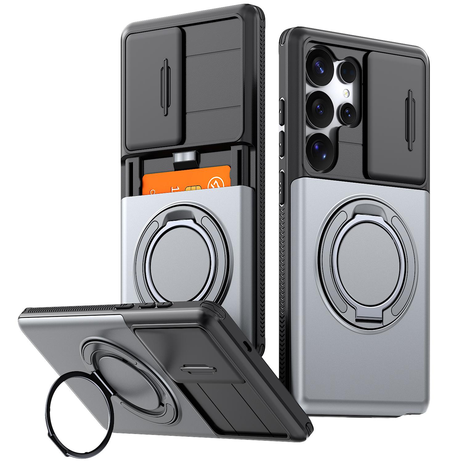 Hülle Für Samsung Galaxy S26 S25 S24 S23 S22 Ultra Plus S25FE S24FE Abdeckung Schiebkamera Schutz Mit Kartenringhalter Rüstungs Fundas Galaxy S24 Ultra