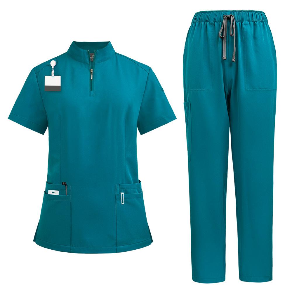 Arzt, Krankenschwester, OP-Uniform, Damen-Peeling-Set, Schönheitssalon, Arbeitskleidung, Klinik-Peelings, Oberteil und Hose, Spa, Pflege-Tunika-Anzug L see-blaue