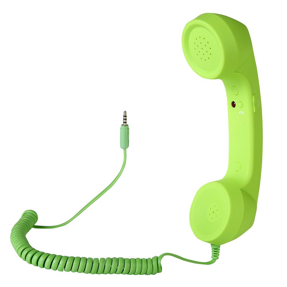 3,5 mm klassischer Komfort-Retro-Telefonhörer-Lautsprecher, Anruf-Mikrofon-Empfänger für iPhone und Android-Telefone, 7 Farben grün