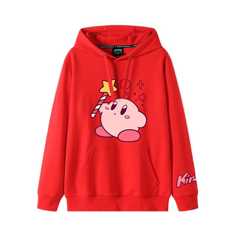 2025 Herbst und Winter Weich und niedlich Kirby Cartoon Anime Peripherie Jungen und Mädchen Hoodies neuer Stil Kinderbekleidung Hoodie 120 graue