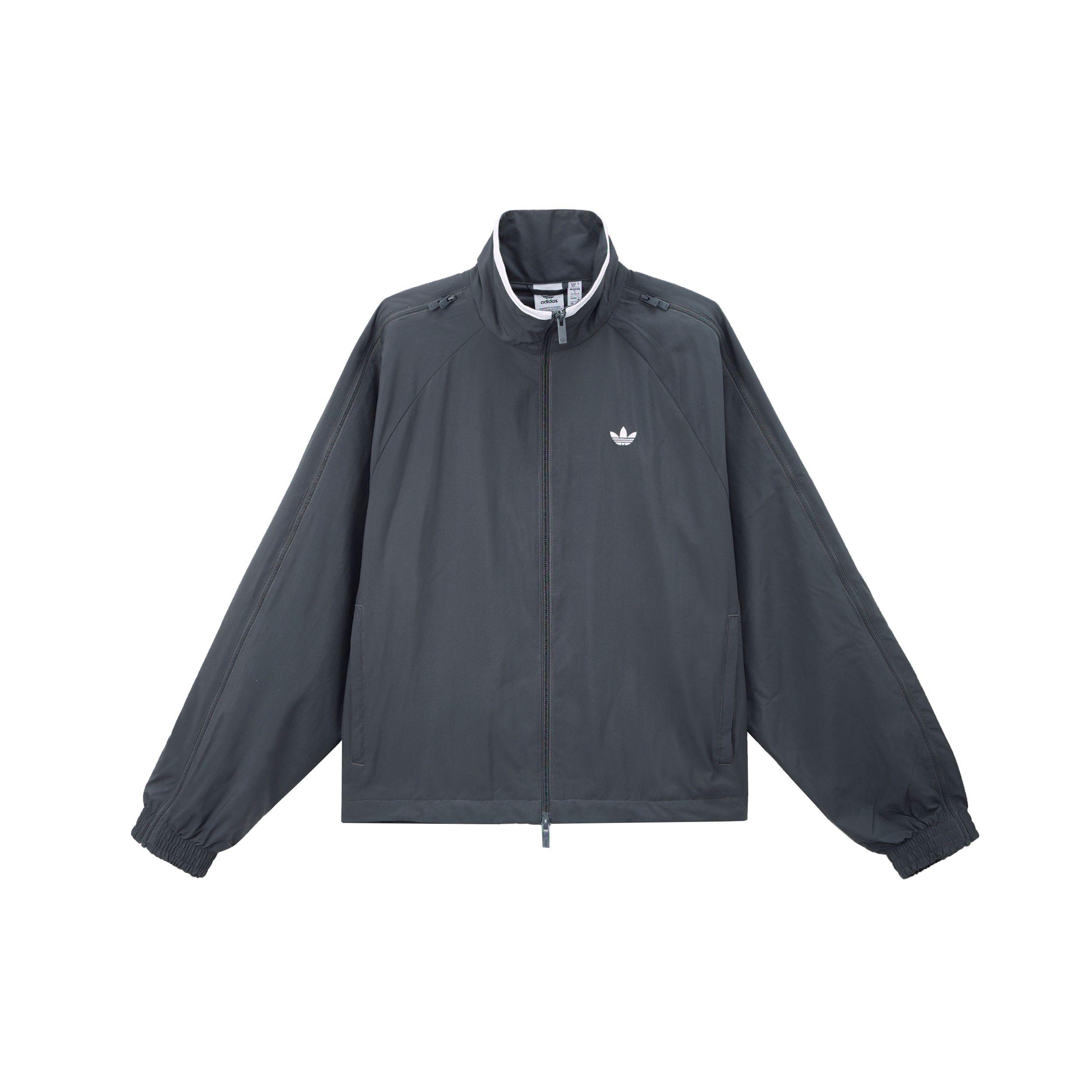 Adidas Originals Logo Streifen Bequeme Zip-Up Stehkragen Jacke Damen Jacke Dunkelgrau JY8879 XS