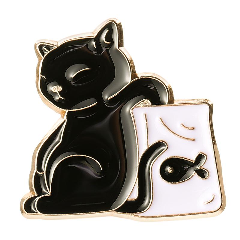 Kawaii Cartoon Katze Metall Broschen Liebhaber Paar Schwarze Katze Weiße Katze Mini Abzeichen Kinder Erwachsene Kleidung Dekoration Pins