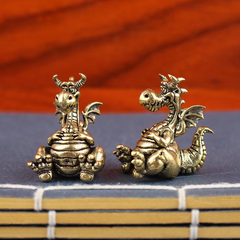 Fengshui Chinesische Fliegender Drache Statue Figuren Vintage Messing Glückstier Dekorative Figuren Heimdekoration Ornamente Handwerk Kupfer