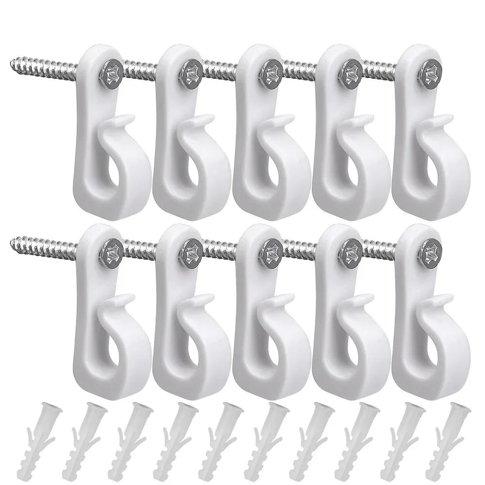 30/1 Stück Q-Aufhängerhaken zum Aufhängen von Lichterketten, Mehrzweck-Pflanzenschrank-Deckenhaken mit Schraube, Heimhalter, Außenversorgung 30PCS weiß