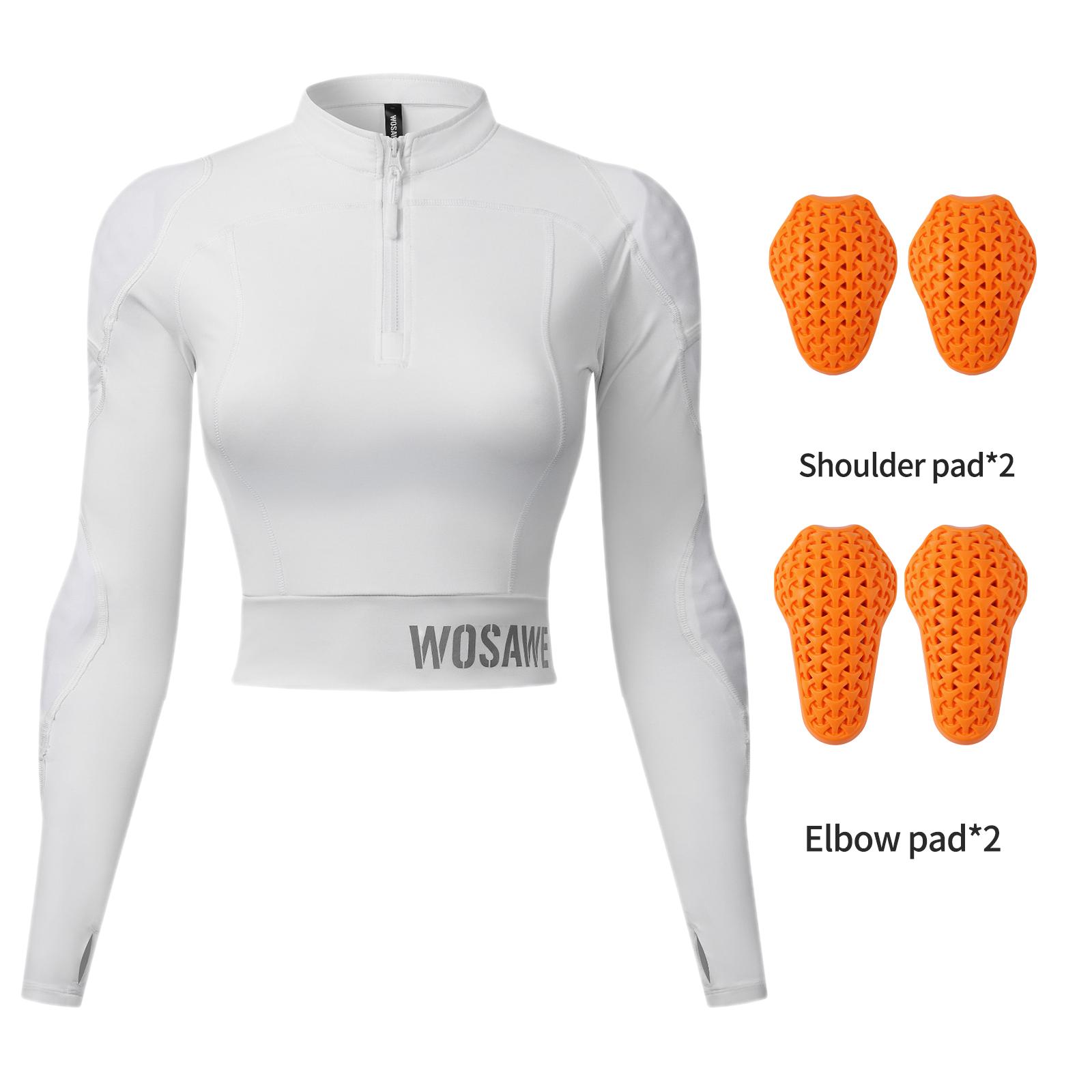 WOSAWE Damen Racing Motocross Kurz Slim Stretch Reflektierend Weicher Schutz Motorradjacke S weiß