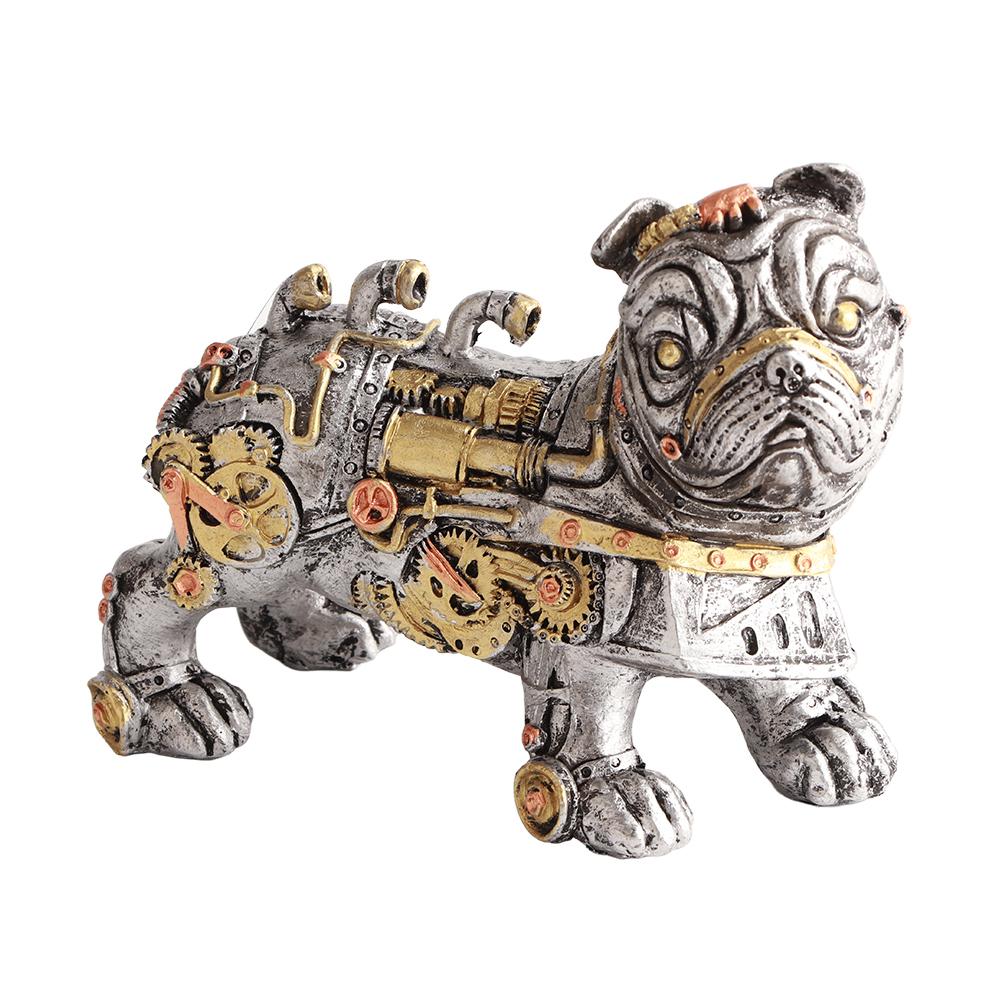 Mechanischer Punk Hund Kunstharz Handwerk Steampunk Bulldogge Hund Kunstharz Statue Desktop Fenster Dekoration Zuhause