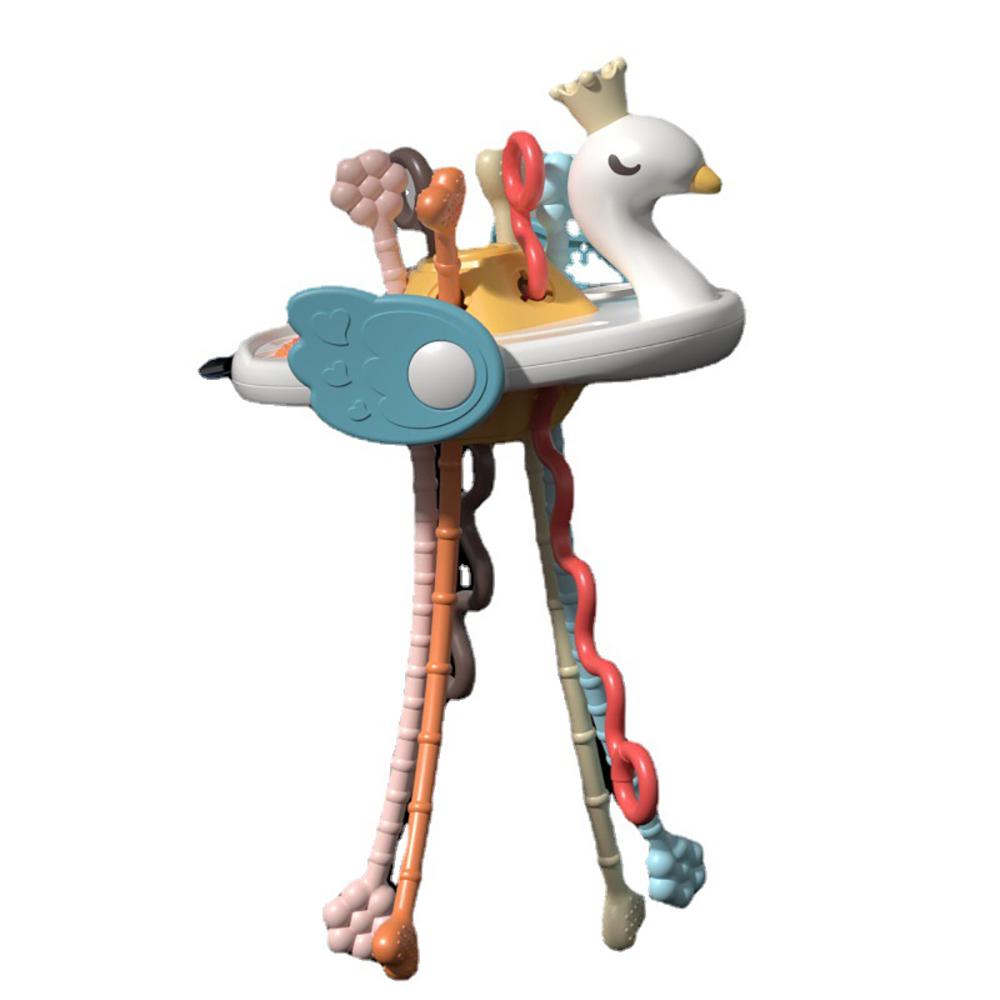 Ziehschnur-Spielzeug für Babys, Montessori-Spielzeug, sensorisches Spielzeug für Kleinkinder, lebensmittelechtes Silikon-Babyspielzeug bunt