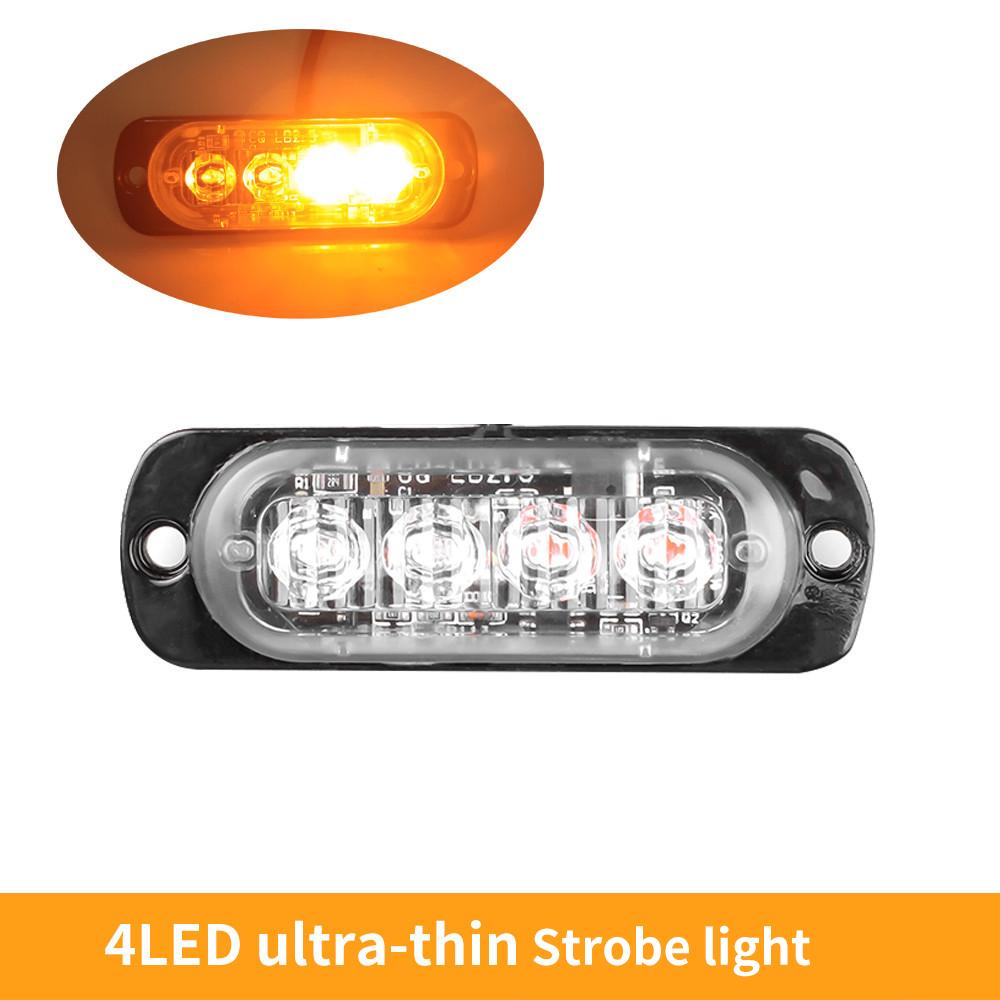 4 LED-Strobe-Seitenwarnleuchte, Strobe-Gitter, blinkender Lichtbalken, Auto-LKW-Leuchtfeuer, bernsteinfarben, gelb, weiß, Ampel, 12 V – 24 V 1 PC