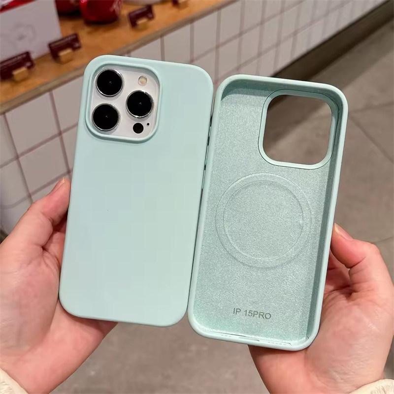 Flüssigsilikon Magnetisch für Magsafe Kabelloses Laden Handyhülle für iPhone 17 Air 16 Pro Max 15 Plus 14 13 Hülle iPhone 17 Air cyanblau