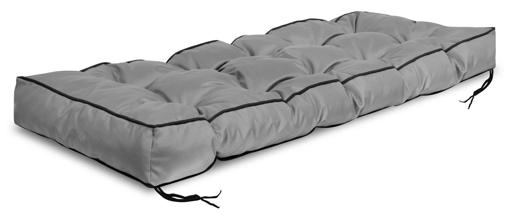 Gartenauflage für Sitzbank aus Europaletten mit hoher Seite und Keder, Hollywoodschaukel, wasserdicht mit Schnüren, festgebunden 120x40 cm 120x40 schlachtschiff grau