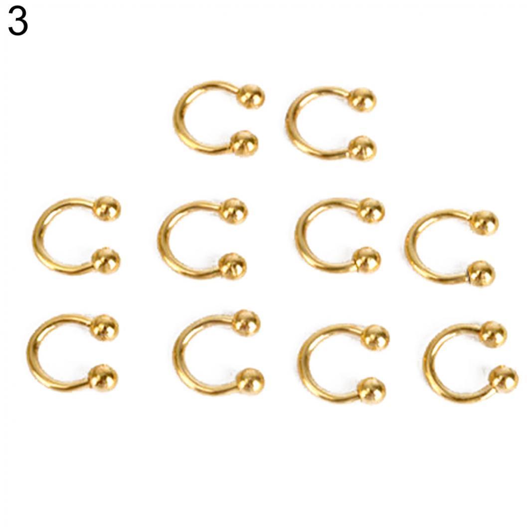10 Stück Edelstahl Hufeisen Bar Lippe Nase Septum Ohrring Ohrstecker Body Piercing 10 mm gold