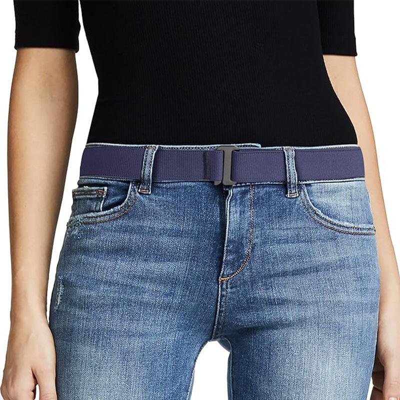No Show Stretch-Gürtel für Damen, unsichtbarer elastischer Stretch-Gürtel, verstellbarer Riemengürtel mit flacher Schnalle für Jeans, Hosen, Kleider dunkelblaue
