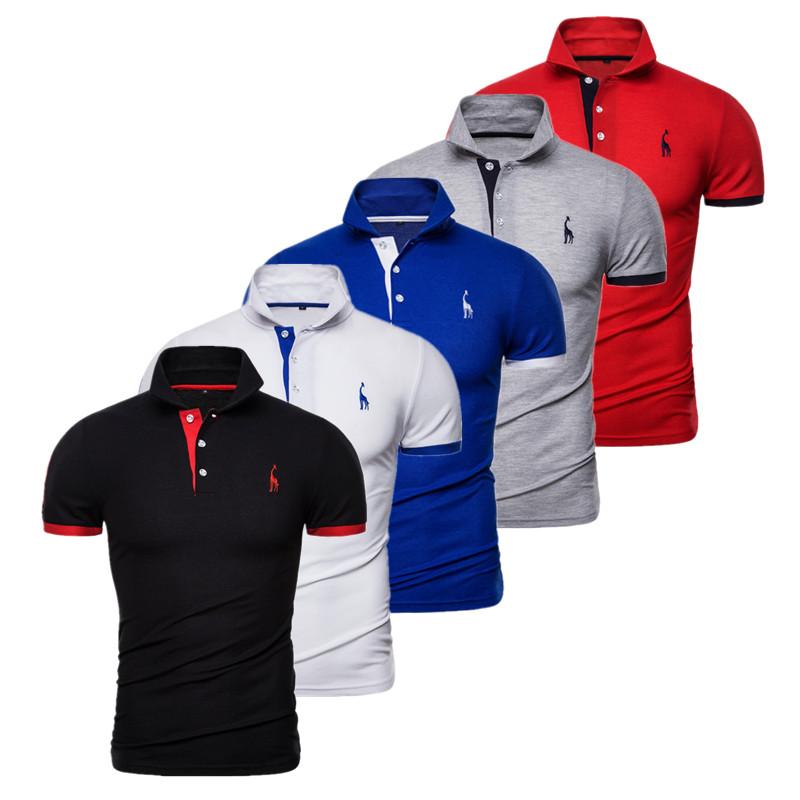 Usegiraffe 5 Stück Sommer Kurzarm Herren T-Shirt Mode T-Shirt POLO Shirt Herren Casual T-Shirt Slim Polo Business Hohe Qualität Outdoor 2XL