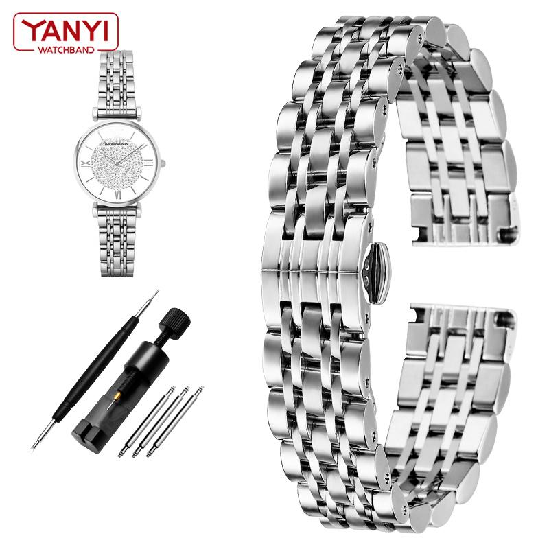 Edelstahlarmband für Armani AR1908 AR1909 AR1926 AR1925 AR11244 Uhrenarmband 14mm Damen Damen Metall Armbanduhren Band 14mm