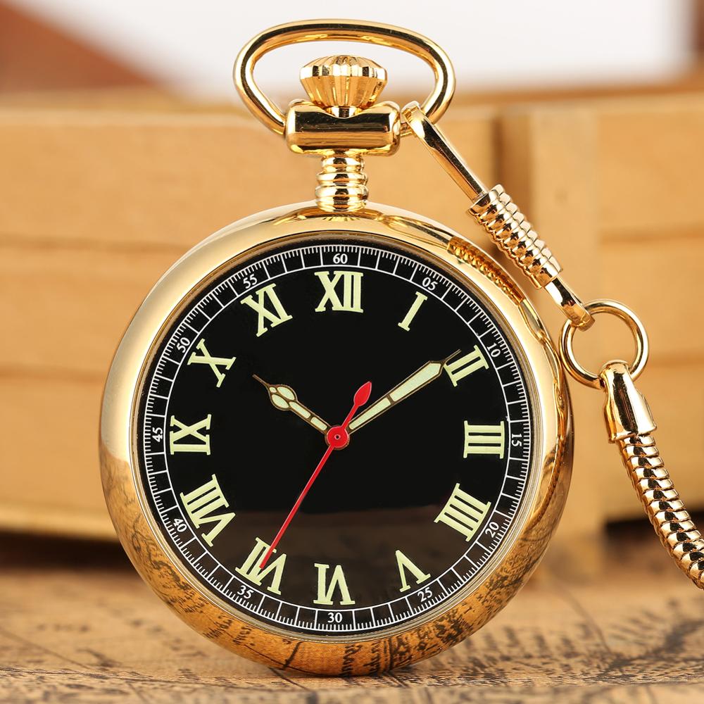 Manuelle mechanische Taschenuhr mit leuchtendem Digitalgesicht gold