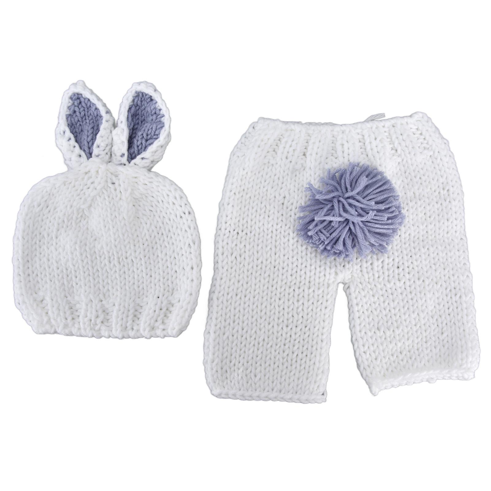 Baby Hasenkostüm Häkeln Wollstricken Fotografie Mützen Hosen Kinderkleidung für 0?6 Monate