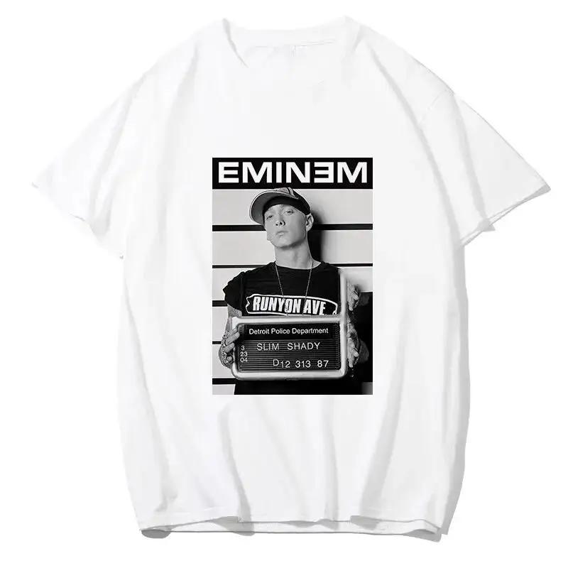 2025 Sommer Rapper Eminem Grafikbedrucktes T-Shirt Herren Retro Reine Baumwolle HipHop Mode Lässig Locker geschnittenes T-Shirt Damen 4XL