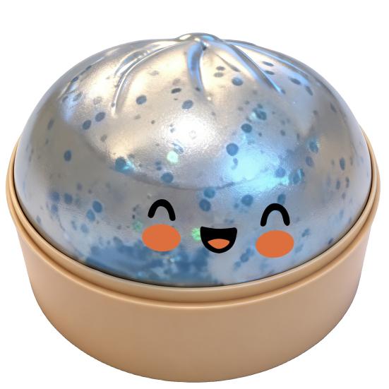 Brötchen Quetschspielzeug Niedliches Brötchen Stressabbau Realistische Simulierte Brötchenform Spielzeug mit Niedlichen Ausdrücken Sensorisches Fidget Spielzeug hellblaue