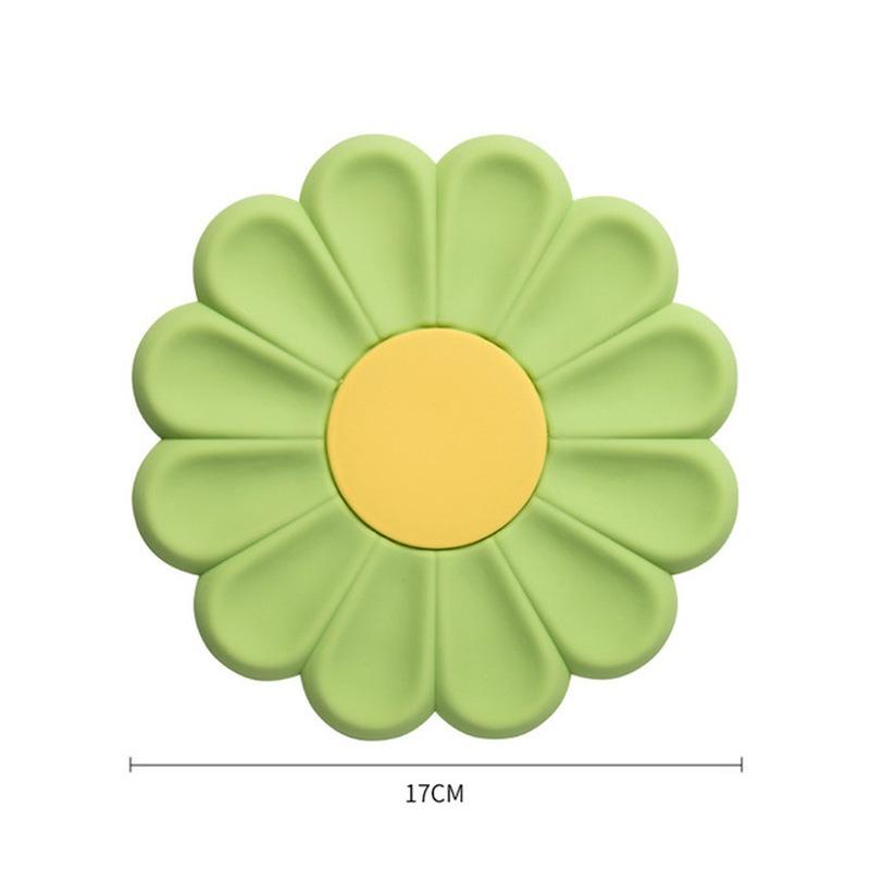 Daisy Form Silikon Untersetzer Küche Tisch Hitzebeständige Anti-verbrühungen Matte Tasse Geschirr Tischset Tisch Dekoration grün