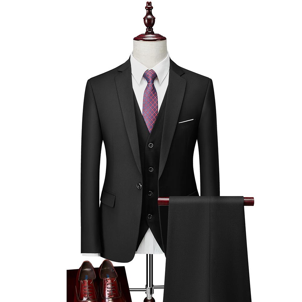 Dreiteiliger Business-Freizeitanzug für Herren, Hochzeitsanzug, Herrenbekleidung, stilvolle Anzüge und Blazer S schwarz