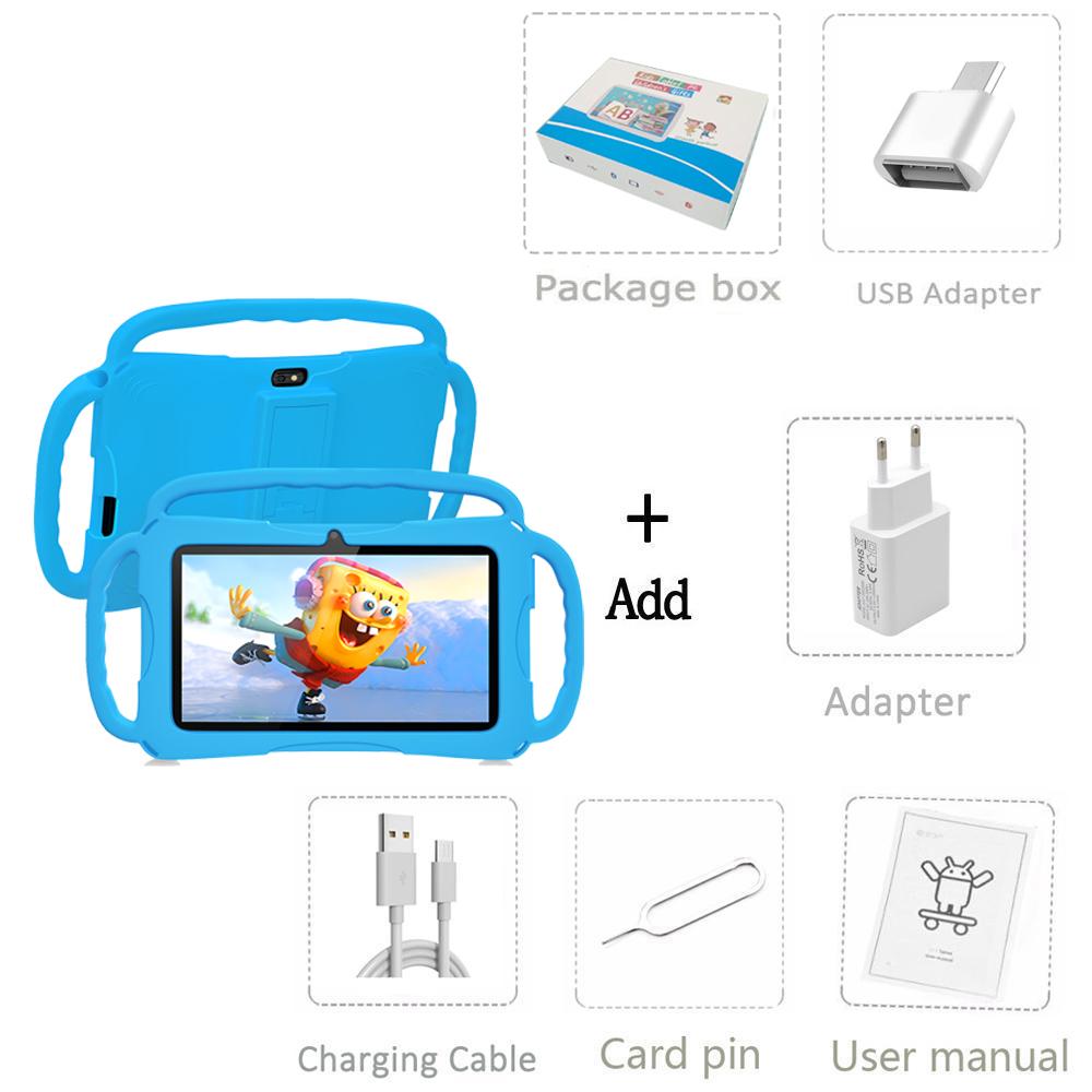 2024 Neues K4 BDF 7 Zoll Android 9.0 Kinder-Tablet 32 GB ROM 5G WiFi-Tablets 4000 mAh Standard and accessories blau