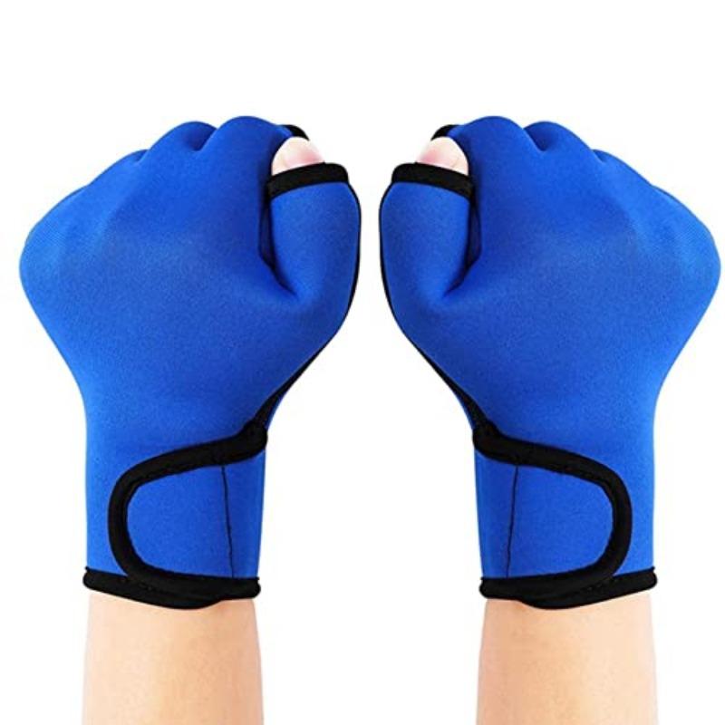 Aqua-Handschuhe – Schwimmpaddel-Neopren-Handschuhe für Schwimm-Fitness, Wasser-Aerobic und schwimmfeste Trainingshandschuhe für Männer, Frauen, Kinder L blau