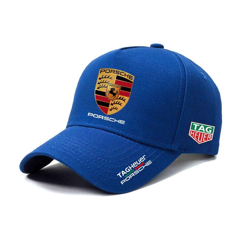 PQMZ2 Für Porsche Logo 3D Hut Auto MOTO GP Racing F1 Auto Entenschnabelkappe Baseballkappe Hut Verstellbar Lässig Truckerhut Zubehör
