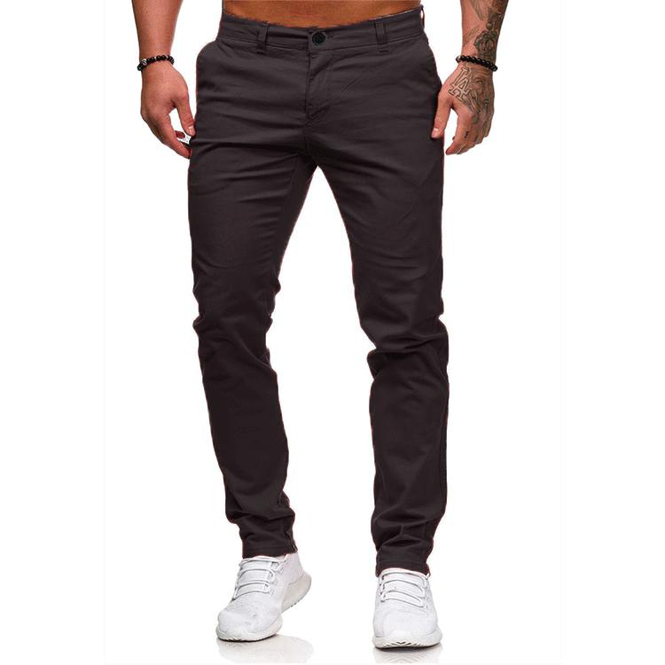 Europäischer und Amerikanischer Stil Herren Frühling Herbst Lange Hosen Übergröße Lässige Slim Fit Hosen Einfarbige Hosen mit Taschen S dunkelgraue
