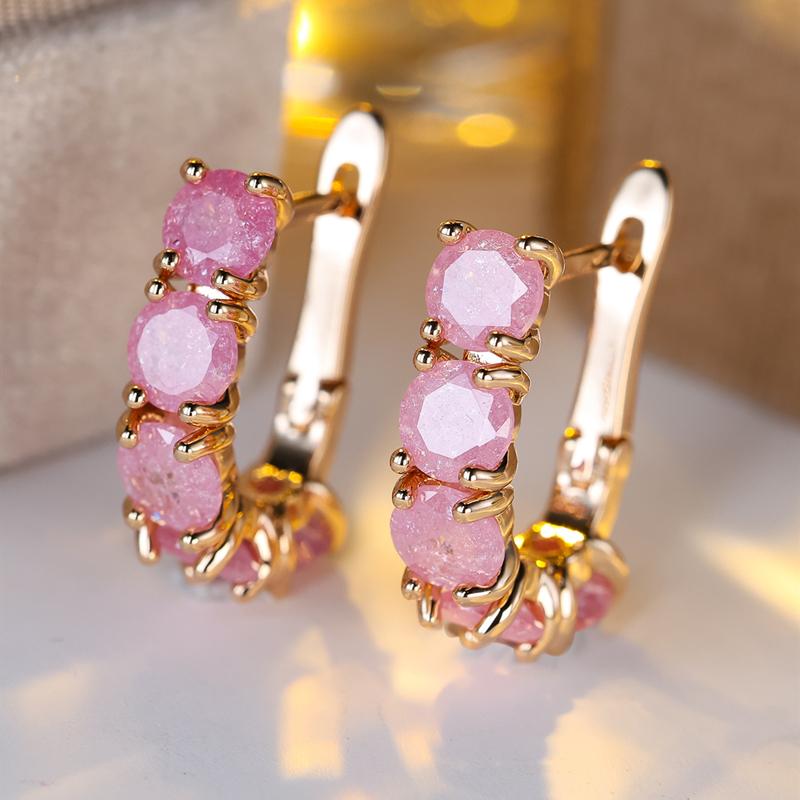 Gold Farbe Tropfen Ohrringe für Frauen Matt Blau Zirkon Koreanische Schmuck Party Hochzeit Mädchen Persönlichkeit Ohrringe rosa/gold