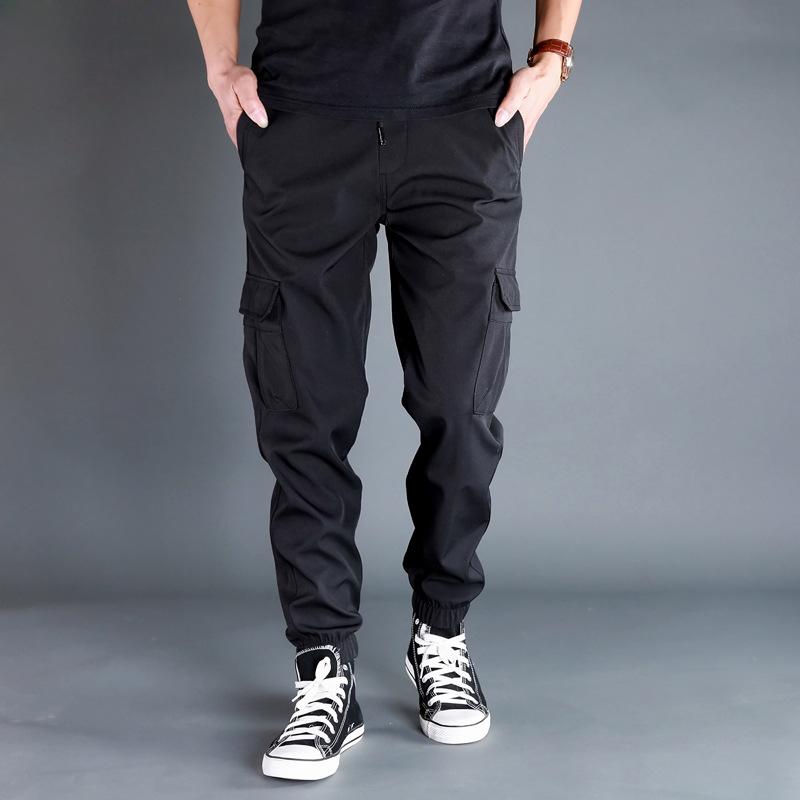 Männer Hosen Schwarz Jogger Multi Tasche Lose Sport Hosen Frühling Herbst Männlich Casual Jogginghose Cargo Hosen Plus Größe M-6XL XL schwarz
