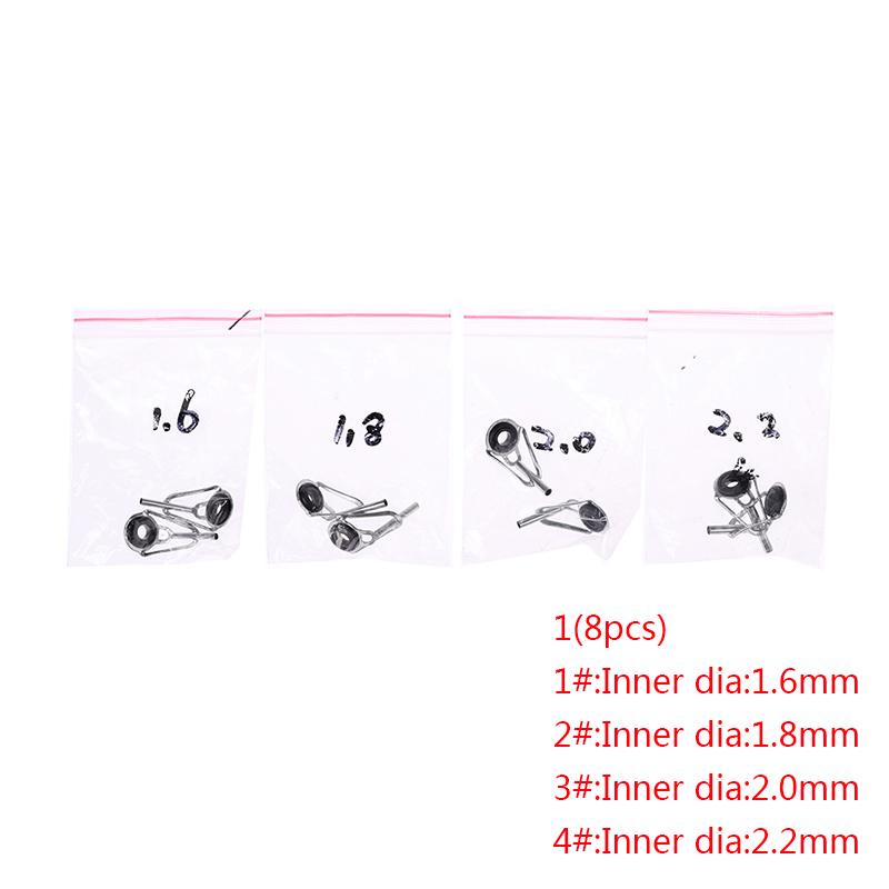 8 Stück Edelstahl Angelruten-Spitzen-Ring-Augenführer mit Ring-Reparatur-Set 1(1,2,3,4)