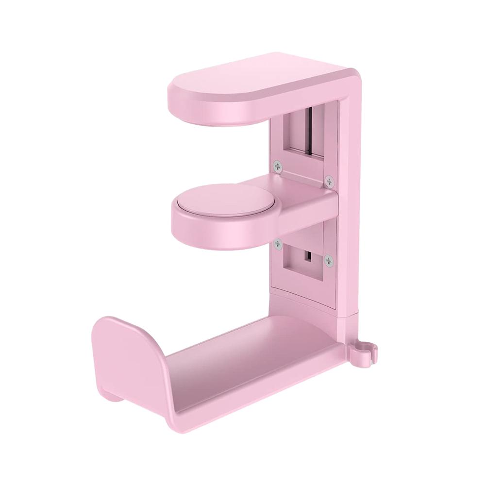 1PC 360 ° drehbarer Kopfhörerständer Desktop-Headset-Halter PC-Gaming-Headset Schreibtisch-Aufhängerhaken für Kopfhörer-Controller rosa