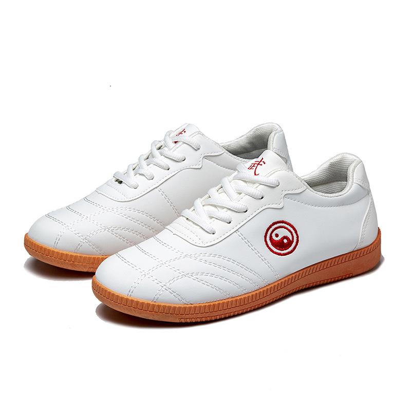 Kung Fu Sneakers Tai Chi Schuhe Weiche Textur Rindsleder Rindsleder Rindsleder Sohle Echtes Leder Kampfsport Freizeitschuhe Herren Trainingsschuhe Hoch 42 white