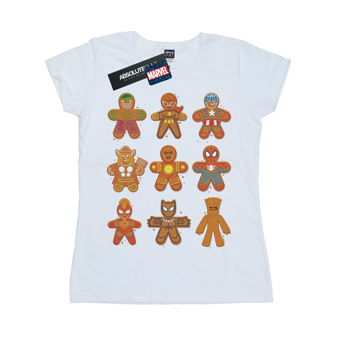 Marvel Damen/Damen Avengers Weihnachts-Lebkuchen-Baumwoll-T-Shirt XXL weiß