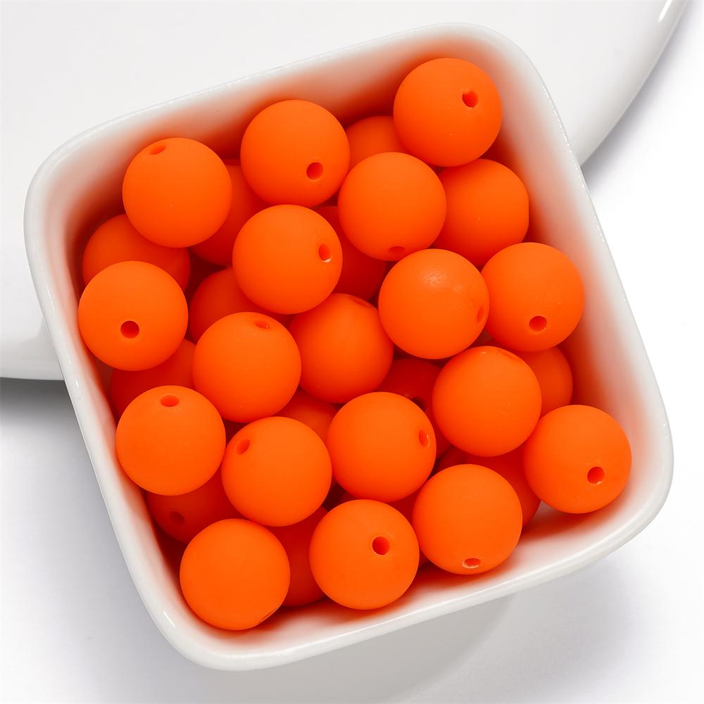 30-100 Stück 4/6/8/10/12/14mm Acryl Imitation Silikon Perlen Runde Abstandshalter Lose Perlen für DIY Schmuckherstellung Zubehör 6mm x 100pcs orange