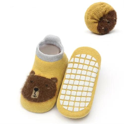 Kinder Mädchen Jungen Socken Anti Slip Baumwolle Baby Socken für Mädchen Jungen Casual Druck Winter Dicke Warme Kleinkind Kinder der Socke Nicht-slip 3-5Y(L) gelb