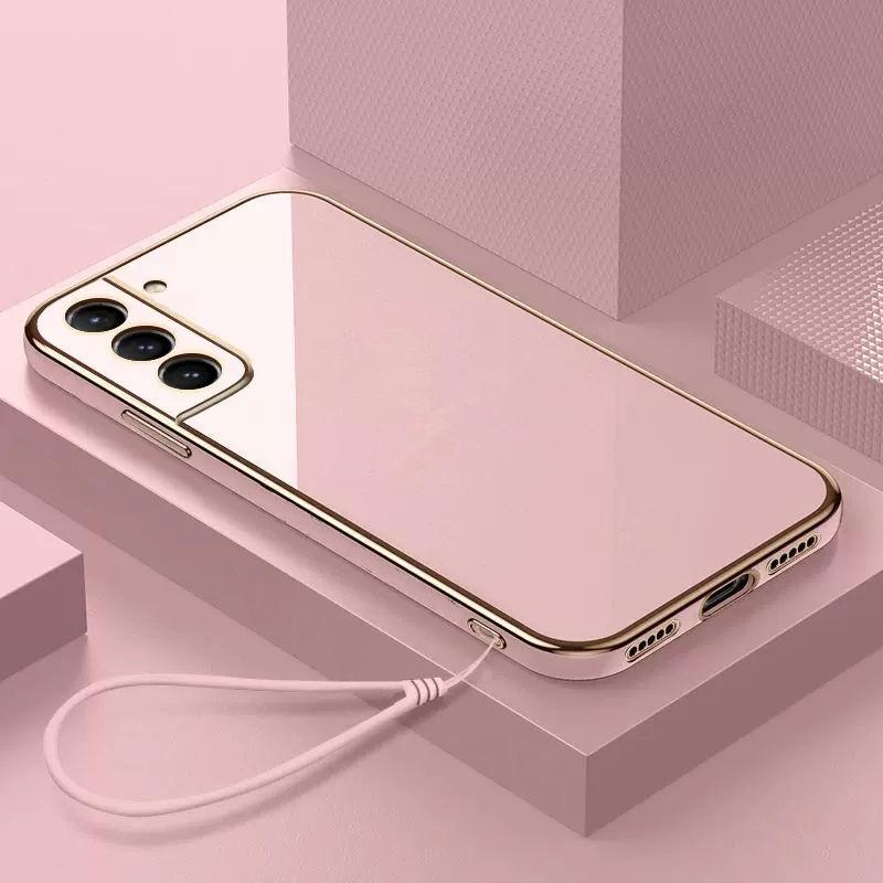 Für Samsung Galaxy S21 5G Hülle Luxus Quadratische Beschichtung SM-G991B, SM-G991N Handyhülle Stoßfest Silikon Rückseite Abdeckung Fundas For Galaxy S21 5G&Case & Strap