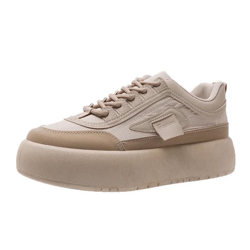 Mode Damen Schuhe Neu Dicke Sohle Großer Kopf Brotschuhe Damen Herbst Vielseitig Lässig Niedlich Board Schuhe Sneakers Damen 39 khaki