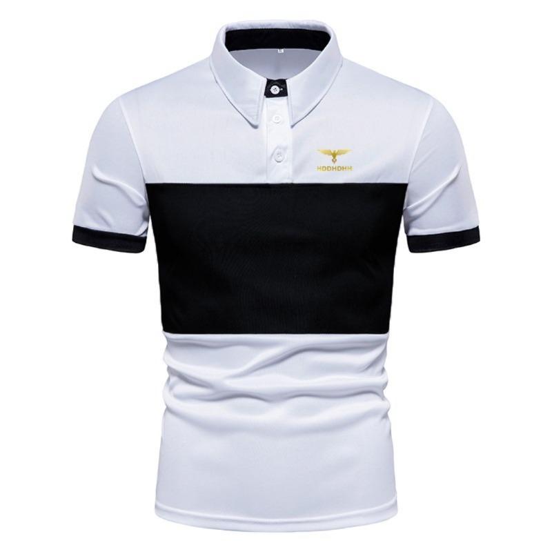 2026 Neue Herrenmode Sommer Streifenprint Bequemes und atmungsaktives Poloshirt Outdoor Freizeit Sportbekleidung 4XL white