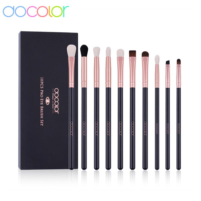 Docolor 10-teiliges Lidschatten-Make-up-Pinsel-Set, Roségold, Lidschatten-Misch-Make-up-Pinsel, weiches synthetisches Haar für Frauen, Schönheit