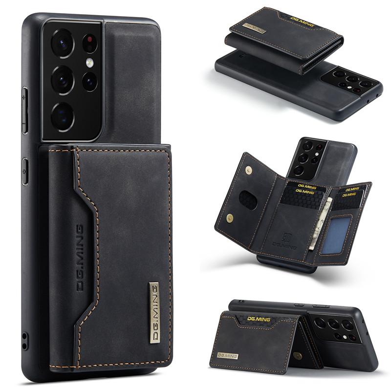 Magnetische Flip Lederhülle für Samsung Galaxy S25 Ultra S24 FE S23 Plus S22 S21 S20 Note 20 A17 A16 A26 A36 A56 A15 A35 A55 A54 Brieftasche Karten Rückseite Samsung S21 FE schwarz