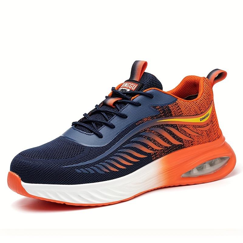 Sicherheitsschuhe für Herren mit Luftpolster, Anti-Smash- und Pannenschutz, Schutzschuhe, unzerstörbare Sicherheitsstiefel, Arbeits-Sneaker mit Stahlkappe 38 orange