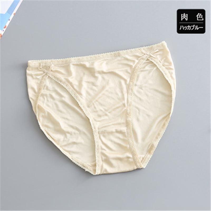 Mulberry Seide Unterwäsche Weibliche Niedrige Taille Sexy Spurlose Spitze Weibliche Seide Unterwäsche Hüfte Heben Slips Atmungsaktiv XL beige