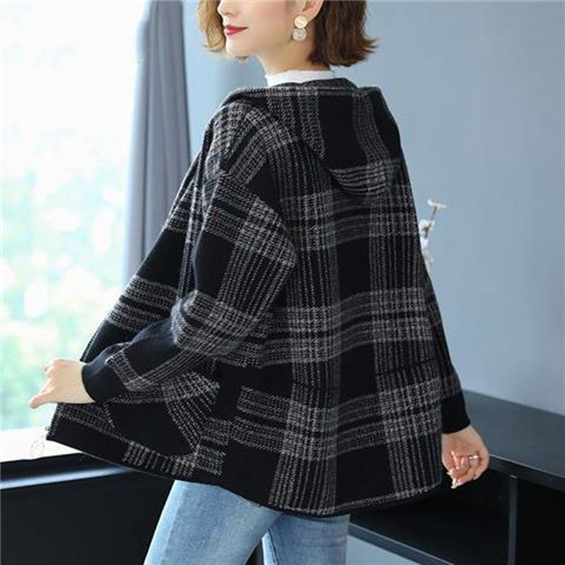 Frühling und Herbst Alle-spiel Koreanische Version von Lose Kurze Mit Kapuze Strickjacke Weibliche Strickjacke Weibliche XXXXL