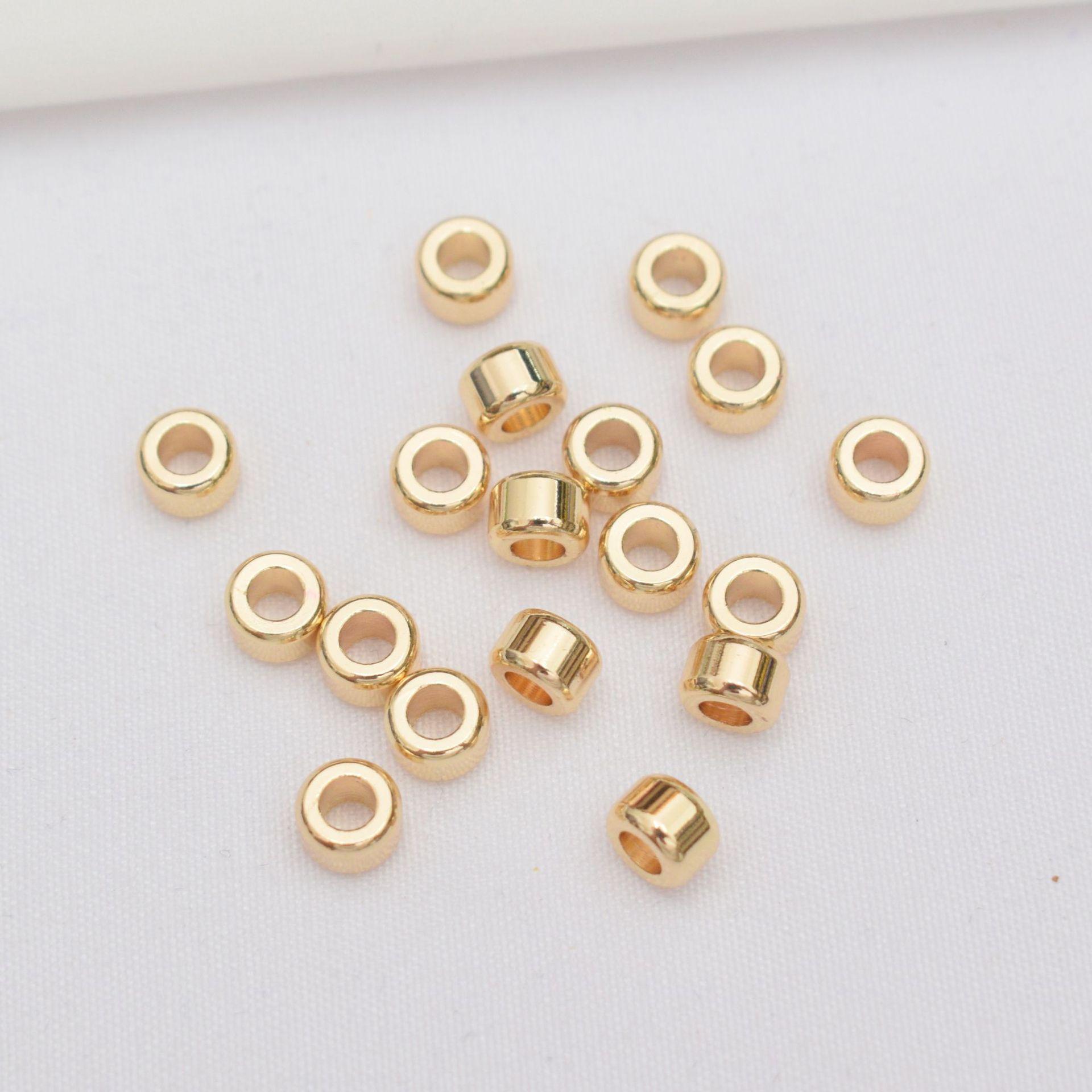 10 Stück 14 Karat Gold umwickelt, farbecht, dreilagig, kleiner Abstandshalter, großes Loch, glatte Oberfläche, Perlen-Abstandshalter, DIY-Armband, Halskette, Perlenmaterial-Eimer