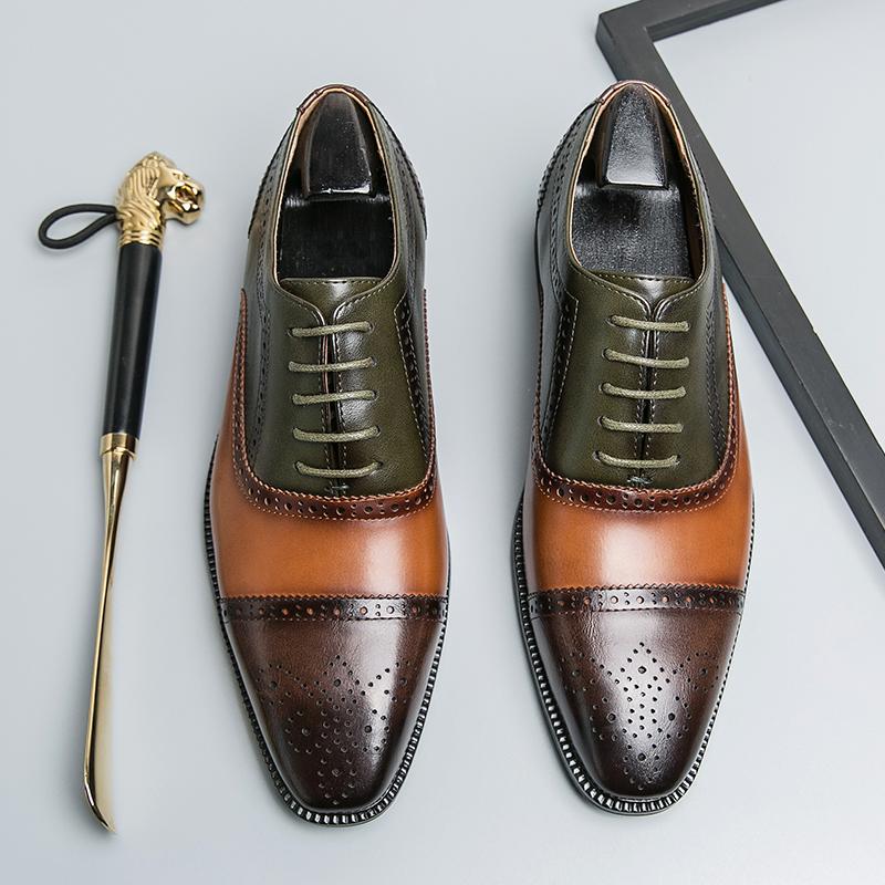 Mode Mode Neu Herren Spitz Gemischt Patchwork Lässiges Kleid Heimkehr Brogues Schuhe Designer Männlich Formell Oxfords Hochzeitsschuhwerk 43