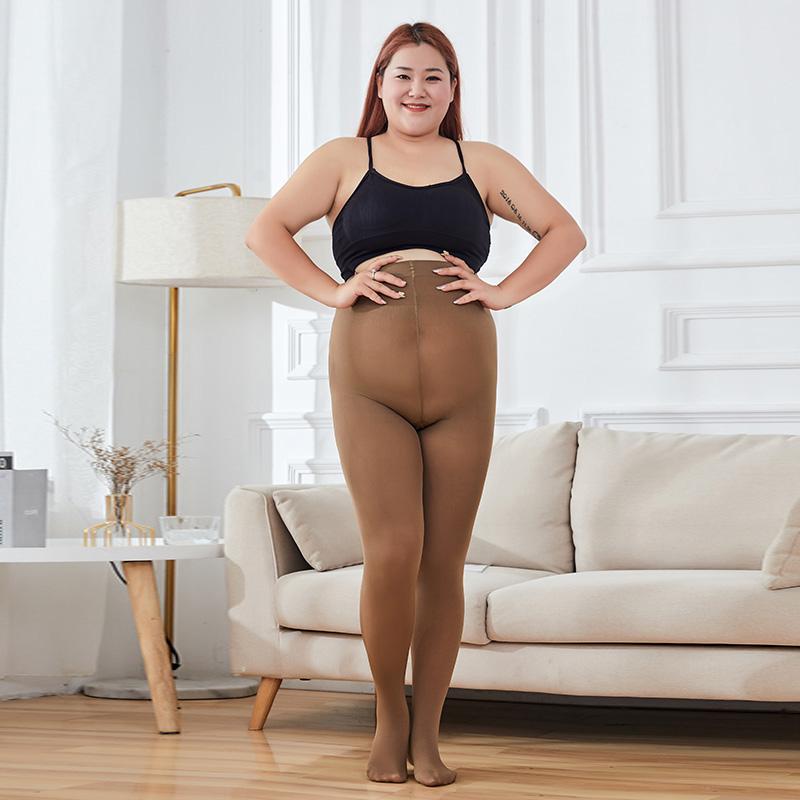 130KG Übergröße Damen Weiße Strumpfhose 12 Hohe Taille Warme Strumpfhose Frühling Herbst Dehnbar Schlank Samt Strumpfhose für Große Größen S-M(40-60kg)