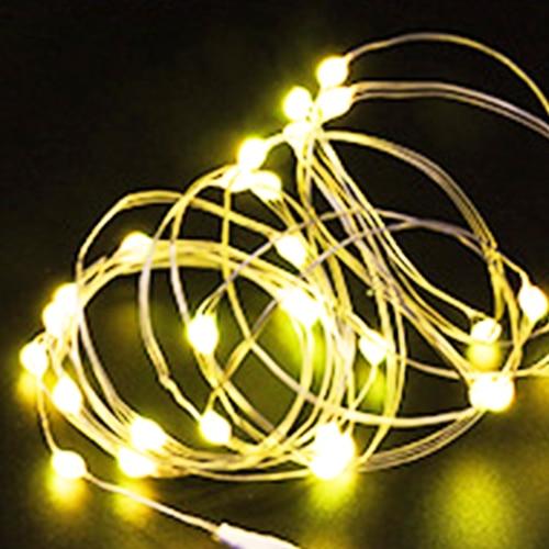 2 Stück Lichterkette für Neujahr, LED-Weihnachtslicht, wasserdicht, Kupferdraht, Lichterkette für Hochzeit, Girlande, Party, 1 m, 2 m, 3 m, 5 m, Vorhang-Licht 1M gelb