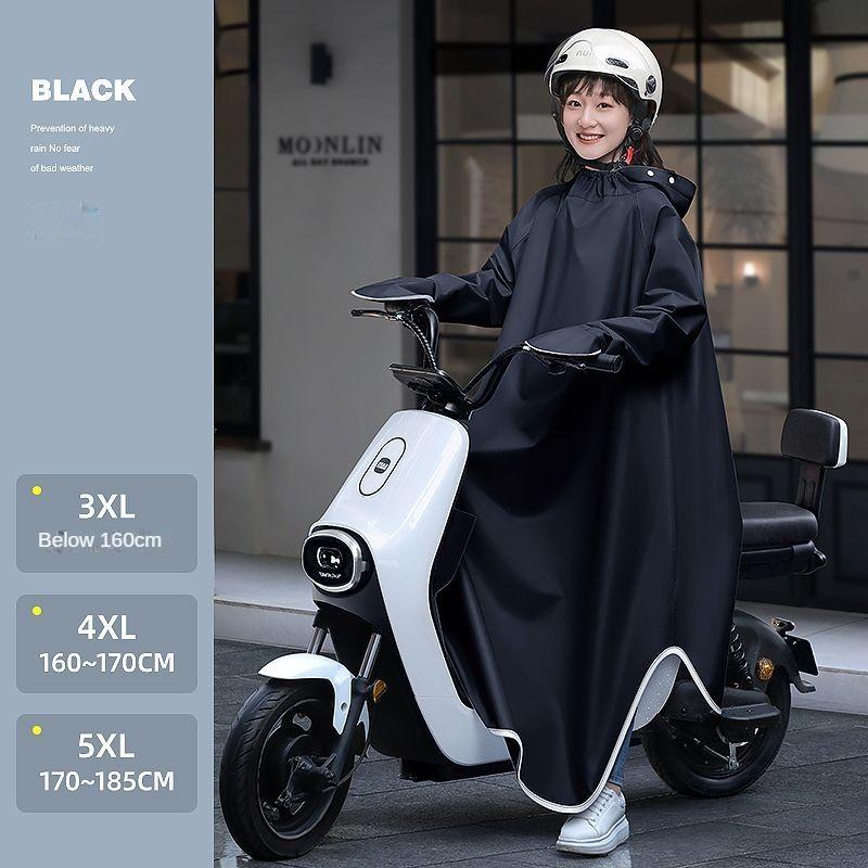 Regenmantel Elektrische Batterie Motorrad Unisex Langer Regenmantel Ganzkörper Regenfester Einzelreitponcho 3XL schwarz